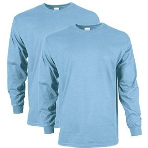 GILDAN unisex - Volwassen Ultra katoenen T-shirt met lange mouwen, Style G2400, 2-pack T-shirt (2 stuks), Lichtblauw, S