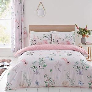 Gaveno Cavailia Luxe beddengoedset met bloemenpatroon, omkeerbaar, gestippeld, onderhoudsvriendelijk, roze, tweepersoonsbed