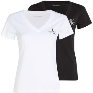 Calvin Klein Jeans S/S T-shirts voor dames, Ck Zwart/Helder Wit, XXL