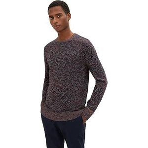 TOM TAILOR Uomini Gebreide trui in gemêleerde look 1034288, 30809 - Navy Red Ice Mouline, XXL