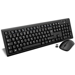 V7 CKW200IT draadloze toetsenbord en muis - IT - Toetsenborden (draadloos, RF draadloos, mechanische schakelaar, QWERTY, muis inbegrepen) zwart