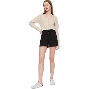 Trendyol Dames Loungewear Normale taille Recht been Regular Shorts, Zwart, M