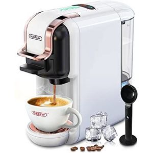 Hibrew H2B Capsule koffiezetapparaat, 5 in 1 multi-capsule koffiemachine, Compatibel met Dolce Gusto/Nespresso/K-cup/ESE pods/gemalen koffie, Automatische stop, Perfecte espresso, Wit