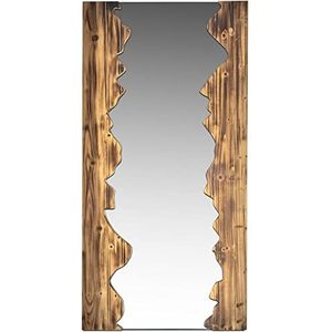 Norbe LAGAN Rechthoekige wandspiegel, 140 x 70 cm, moderne wandspiegel, decoratieve spiegel met lijst, spiegel met houten frame, grote moderne rechthoekige spiegel
