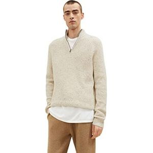 TOM TAILOR Uomini Troyer gebreide trui 1033657, 31547 - Offwhite Melange Knitted Neps, 3XL