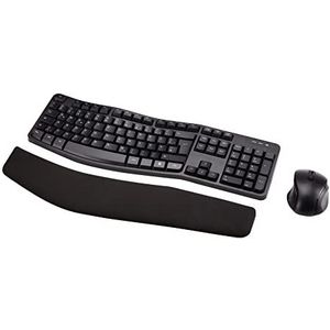 Amazon Basics Toetsenbord en muis, ergonomisch, draadloos, DE-indeling, zwart
