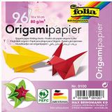 folia 9100 - vouwbladen origami 10 x 10 cm, 80 g/m², 96 vellen, gesorteerd in 12 verschillende kleuren - ideaal voor het vouwen van papier en voor andere creatieve knutselwerken