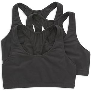 Hanes Damesracerback, katoenen T-Back-bralette (3 stuks), Zwart/Zwart/Zwart, S
