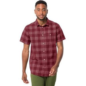 Jack Wolfskin Highlands Shirt M Hemd, Deep Ruby Check, XL Heren, Deep Ruby Check, XL