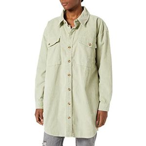 Urban Classics Overshirt-jas voor dames, lange corduroy hemdjas met twee borstzakken en jaszakken, maat XS tot 5XL, softsalvia, XL