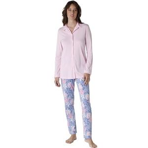 Lovable Lange open katoenen modal pyjamaset, roze, S dames, Roze, S