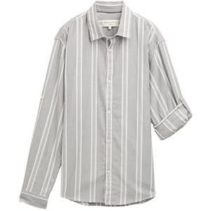 TOM TAILOR Denim heren overhemd, 38239 - Pavement Grey Big Stripe, XXL