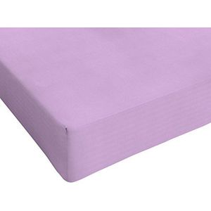 Italian Bed Linen Max Color hoeslaken voor Frans bed, 100% katoen, paars, 1 Franse bedden