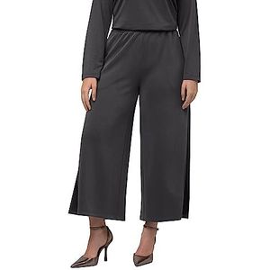 Ulla Popken Dames sweatbroek, brede pijpen, elastische tailleband, Modalmix broek, asfalt grijs, 50/52