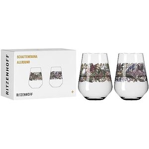 Ritzenhoff 3911001 universeel glas set van 2 500 ml - schaduwfauna set nr. 1, jungle-motief kleurrijk - Made in Germany