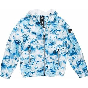 Replay jongens anorak, 010 ALLE OVER PRINTED WIT/BLUE, 12 Jaar