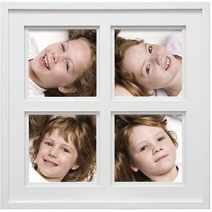 Deknudt Frames S43DP4-20.0X20.0 fotolijst, voor 4 foto's, dubbele passe-partout, wit 59,2 x 59,2 x 3,7 cm