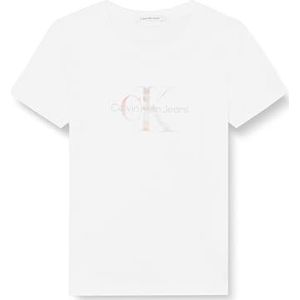 Calvin Klein Jeans Plus Diffuus Monologo Tee S/S T-shirts voor dames, Helder Wit, 5XL grote maten