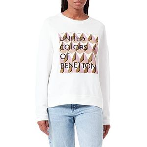 United Colors of Benetton Tricot G/C M/L 3J68D101R Sweatshirt met capuchon, wit geometrische print 915, S voor dames