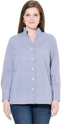 Ulla Popken - Blouse - Blauw - Klassieke Blouse