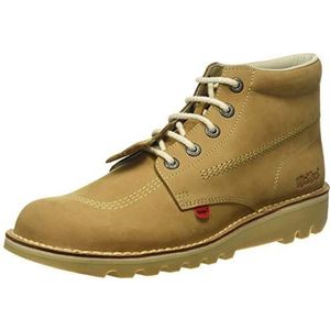 Kickers Kick Hi Classic Enkellaarzen, Extra comfortabel, toegevoegde duurzaamheid, Premium kwaliteit, Heren, Lichtbruine crème, 40 EU