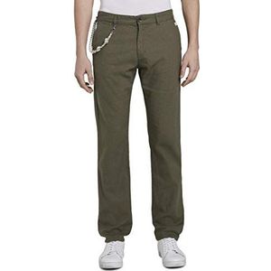 TOM TAILOR Uomini Travis Regular broek van linnenmix 1016450, 13050 - Olive Night Green, 30W / 32L