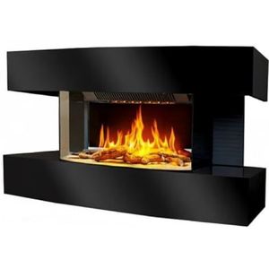 Chemin'Arte - Lounge Medium - Wand Elektrische Haard - Zwart - 82 cm met LED vlam-effect