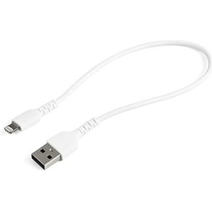 StarTech.com Premium USB-A naar Lightning Kabel 30cm Wit - USB Type A naar Lightning Charge & Sync Oplaadkabel met Aramide Vezels - Apple MFi Gecertificeerd - iPad Air iPhone12 (RUSBLTMM30CMW)