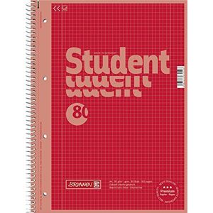 Brunnen 1067928123 Notitieblok/Collegeblok Student Colour Code (A4 geruit, liniatuur 28, 90 g/m², 80 vellen) rood