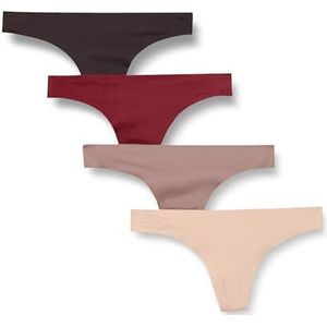 Amazon Essentials dames 4-Pack naadloos gebonden stretch string panty,Naakt,M-L