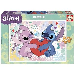 Educa - Disney Stitch | 500 stukjes puzzel voor volwassenen. Afmetingen: 48 x 34 cm. Inclusief puzzellijm FixPuzzle. Sinds 11 jaar (19911)