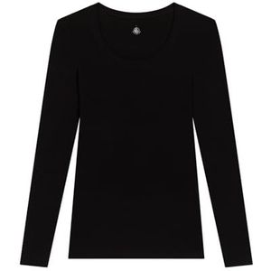 Petit Bateau Katoenen T-shirt met lange mouwen voor dames, Zwart, XL