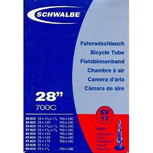Schwalbe fietsbinnenband SV17, met Frans ventiel, geschikt voor wielen van 28 inch, voor bandenmaat 37 - 622 mm