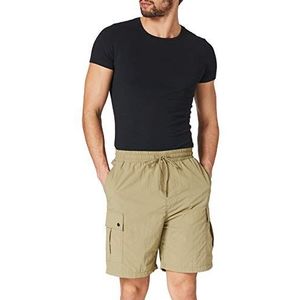 Urban Classics Herenshort nylon cargoshorts, korte broek voor mannen met opgestikte zakken in 2 kleuren, maten S - 5XL, kaki, L