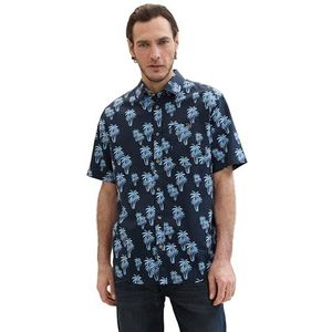 TOM TAILOR Herenhemd, 35062 - Navy Multi Palm Design, XL