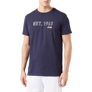 JEEP O102908-A928 J T-shirt Heren EST.1941 Print Grote Ringen Hout J23W Heren Night Blue S, Nacht Blauw, S