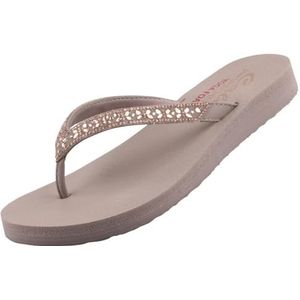 Skechers Cali meditatie vlindertuin voor dames, Taupe mitobuck/edelsteen strass trim, 2 UK, Taupe Mitobuck Gem Strass Trim, 35 EU