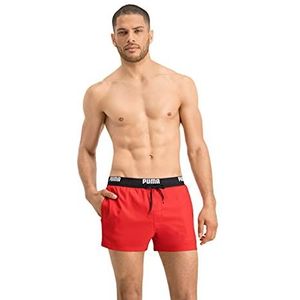 PUMA Heren Logo Men's Length Swimming Shorts Zwembroek, rood, L
