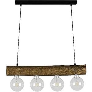 Homemania HOMBR_0303 Hanglamp, plafondlamp, hout, metaal, zwart, 70 x 8-12 x 110 cm