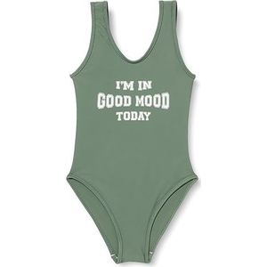 HAUTE PRESSION Eendelig badpak voor meisjes, schrijven, X9052, C05, T14A, Kaki, 14-16 Jaren