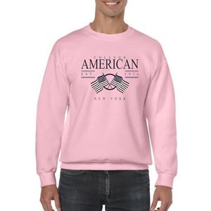 American College sweatshirt met ronde hals, roze, dames, maat M, model AC5, 100% katoen, Roze, M