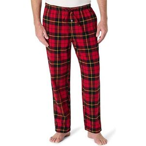 Amazon Essentials Flanellen pyjamabroek voor heren (verkrijgbaar in groot en lang), zwart rood buffel plaid, 6X-Large groot
