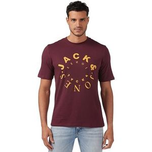 JACK & JONES Heren Jjwarrior Tee Ss Crew Neck T-shirt, Port Royale/Print: groot, M