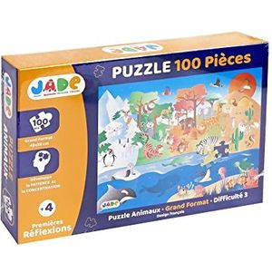 J.A.D.E - Dierenpuzzel - Educatief Spel - Eerste Denkwerk - 053317-100 Stukjes - Multicolor - Karton - Frans Design - Kinderspel - Kinderpuzzel - Jade - 50 cm x 36 cm - Vanaf 4 Jaar