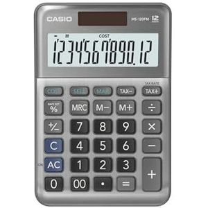 Casio Bureaurekenmachine MS-120FM, 12-cijferig, belastingberekening, cost/sell/margin, aluminium front, teken vervanging, zonne-energie/batterij