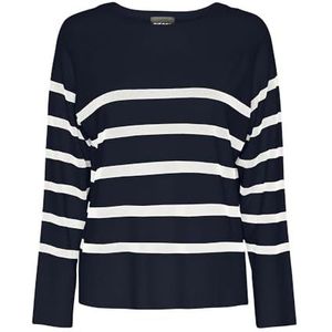 PIECES Pcsia Ls Knit Noos Bc Pullover voor dames, Sky Captain/Stripes: wit, XL