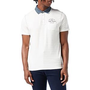 TOM TAILOR Uomini Poloshirt met strepen 1033409, 10332 - Off White, S