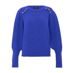 faina Dames trendy trui met schouderknopen acryl koningsblauw maat XL/XXL, koningsblauw, XL