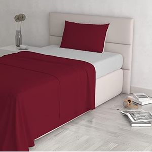 Italian Bed Linen Beddengoedset Natural Colour, bordeaux/lichtgrijs, voor Frans bed