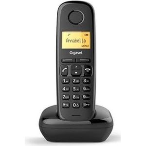 glowster Draadloze DECT-telefoon, zwart, met lcd-display, oproepherkenning en basisfuncties voor thuis- en kantoorgebruik.